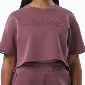 NWT alphalete elmts short sleeve crop top mauve sweatshirt Xxxl 3xl Muave